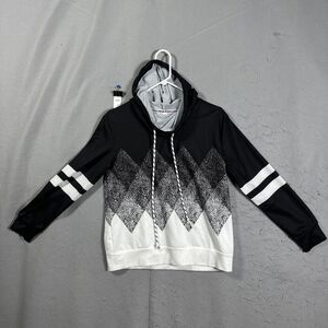 Exclusive Love Hoodie Womens Size S Long Sleeve Diamond Pattern Lightweight Gray